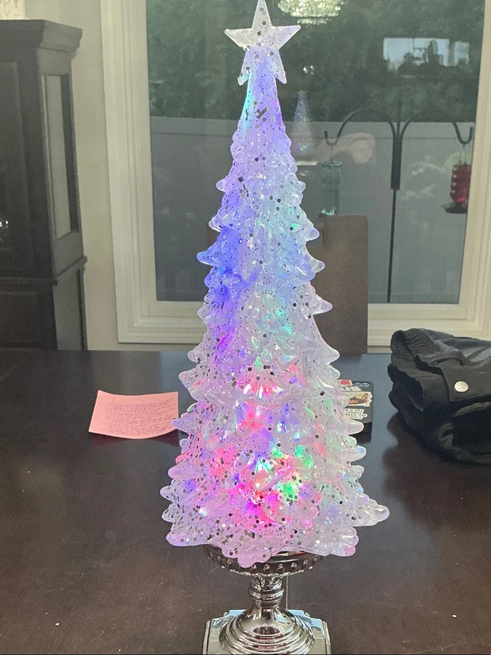 White Glitter Tabletop Holiday Tree with Silver Base - Valerie Parr Hill